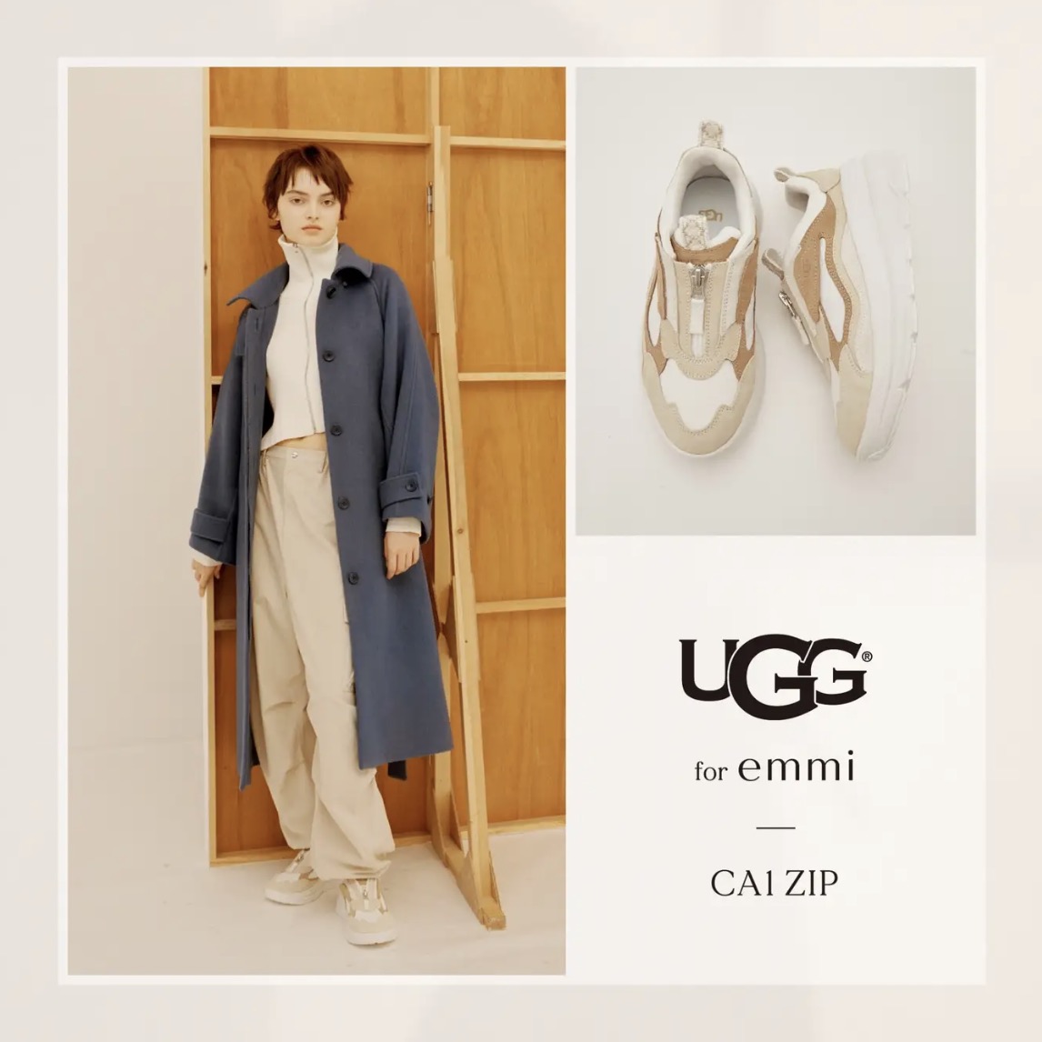 UGGの人気スニーカーをemmiが別注。足元にボリュームを。